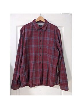 Benson | Men's Mckenzie flannel button down shirt in Red/Blue